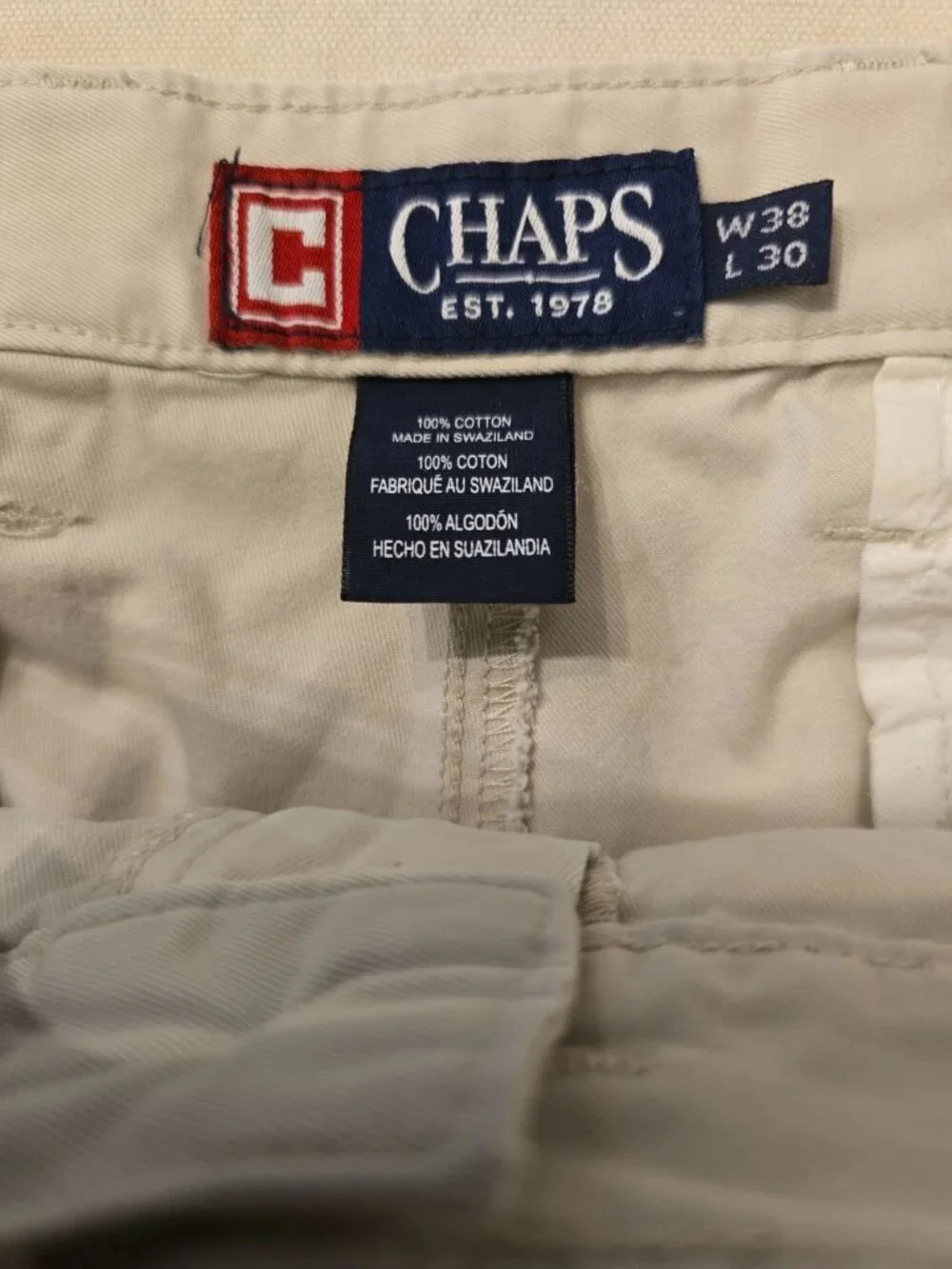 Chaps Tan Double Pleated Chino Pants Men's 38x30